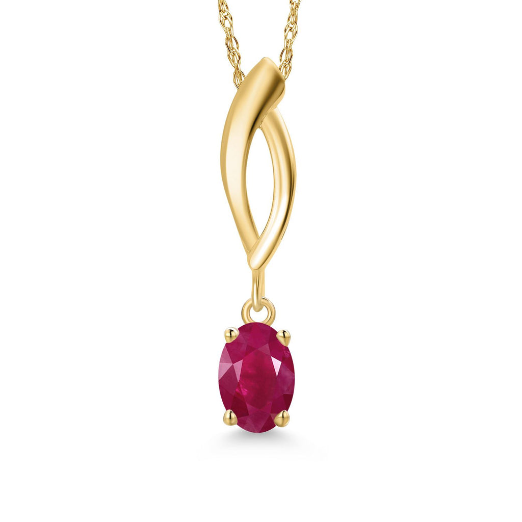 Ruby - July_Pendant in 10K Yellow Gold