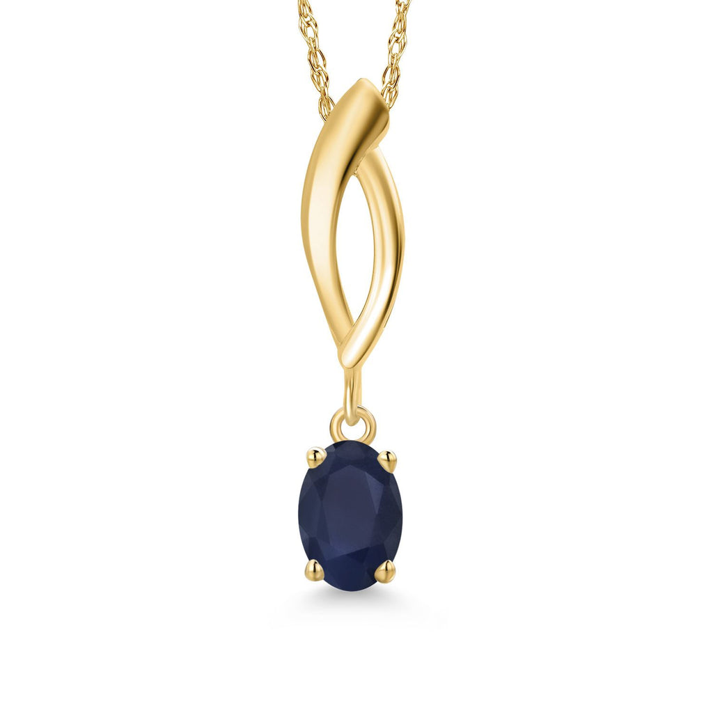 Blue Sapphire - September_Pendant in 10K Yellow Gold