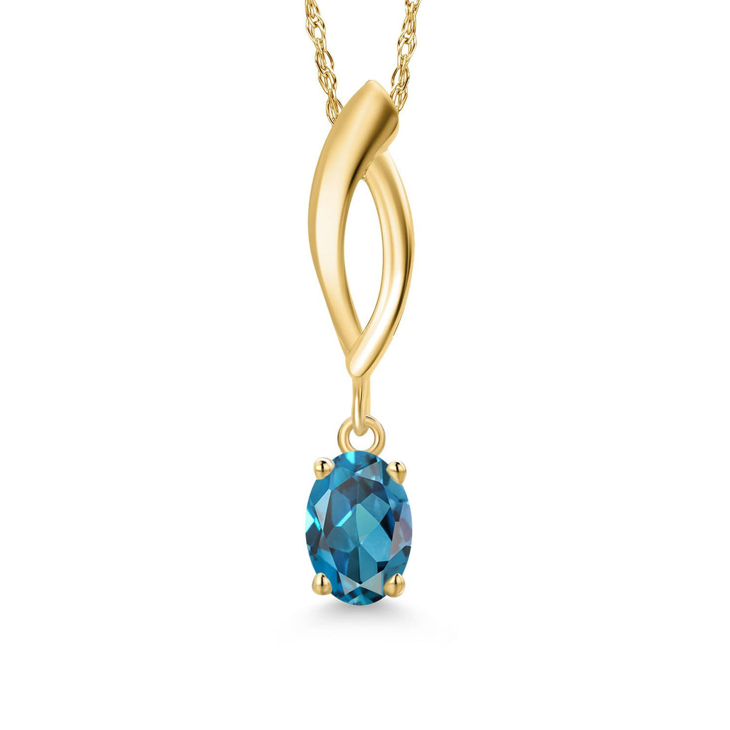 London Blue Topaz - November_Pendant in 10K Yellow Gold