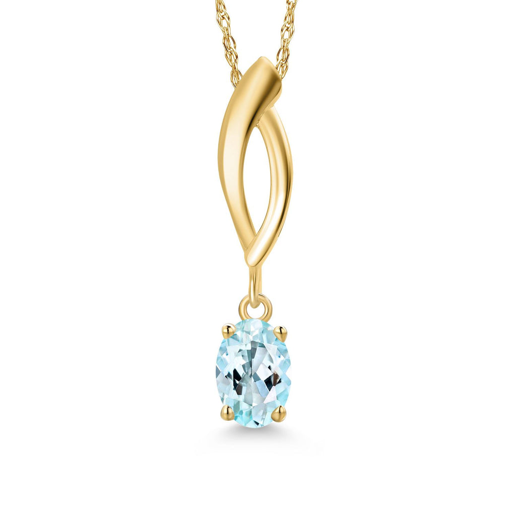 Sky Blue Topaz - November_Pendant in 10K Yellow Gold