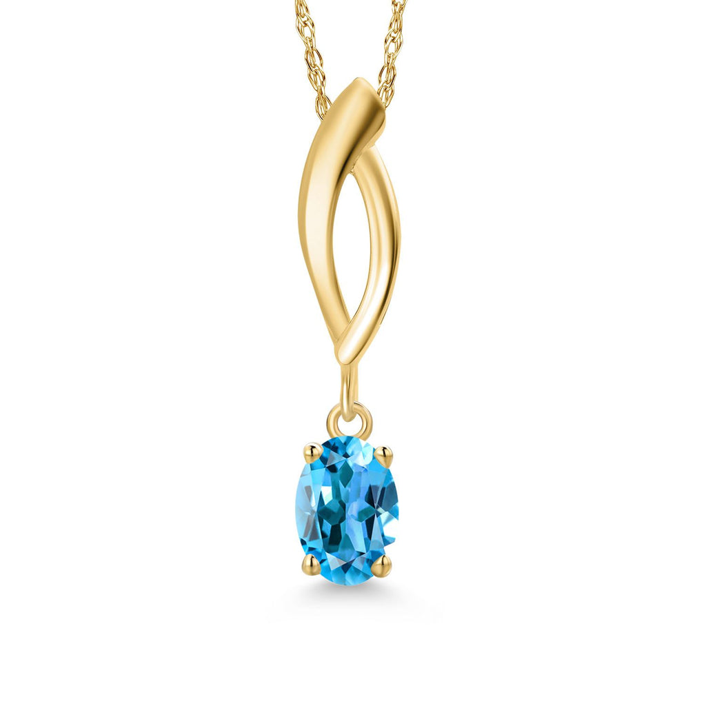 Swiss Blue Topaz - November_Pendant in 10K Yellow Gold