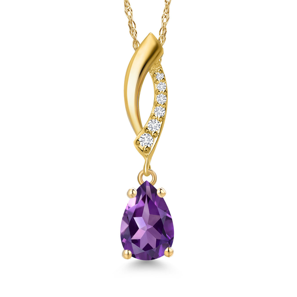 Amethyst - February_Pendant in 10K Yellow Gold