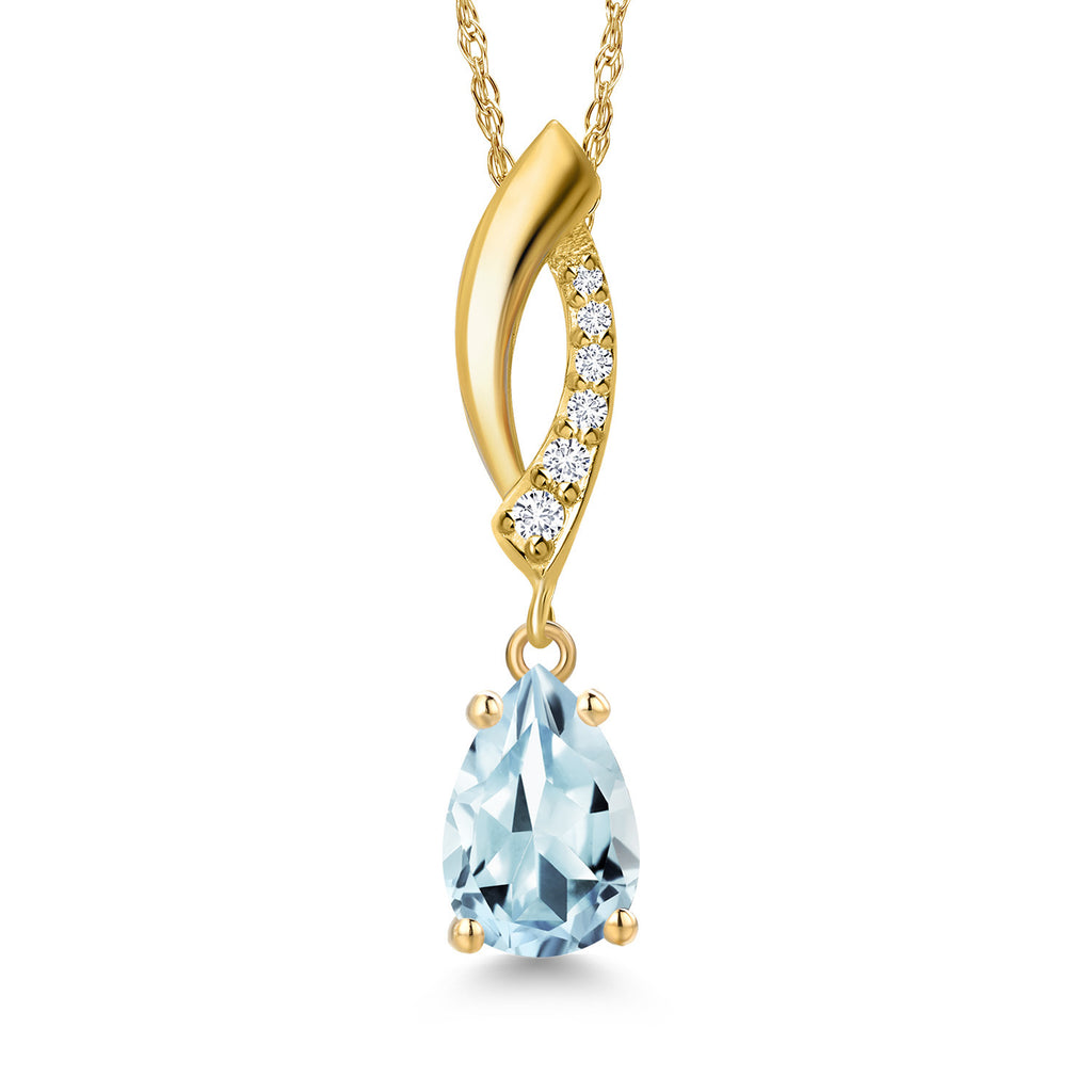 Aquamarine - March_Pendant in 10K Yellow Gold