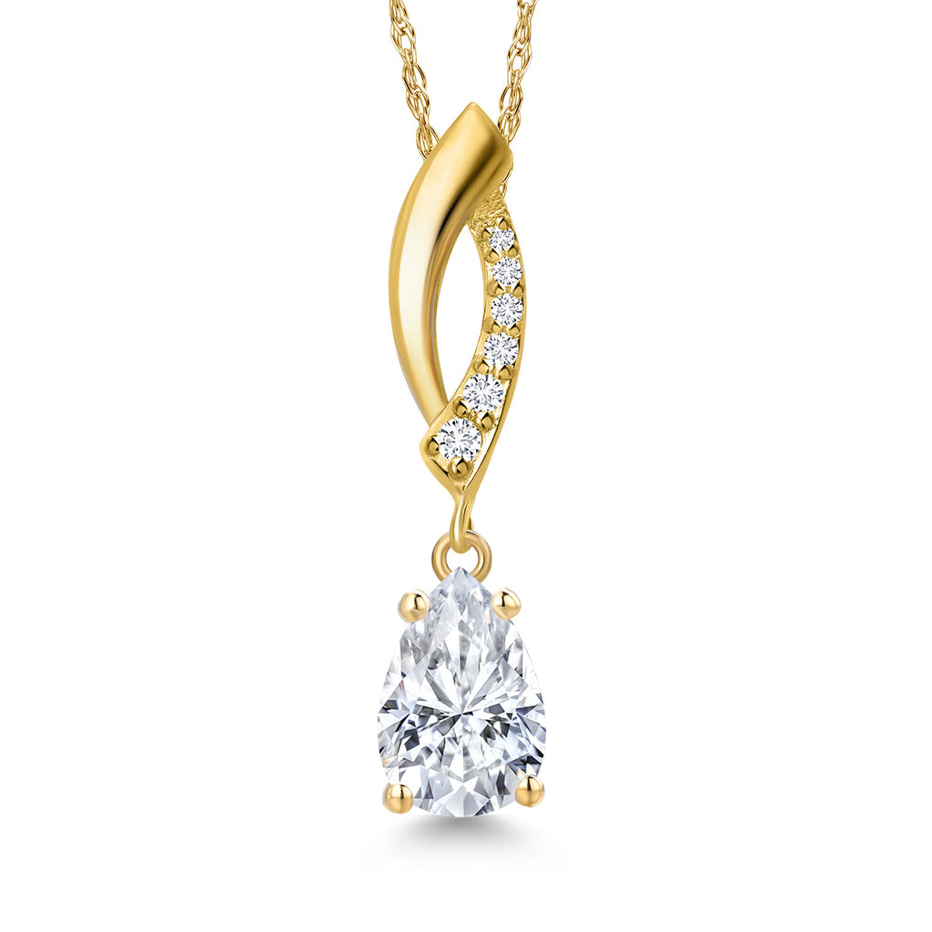 White Moissanite - April_Pendant in 10K Yellow Gold