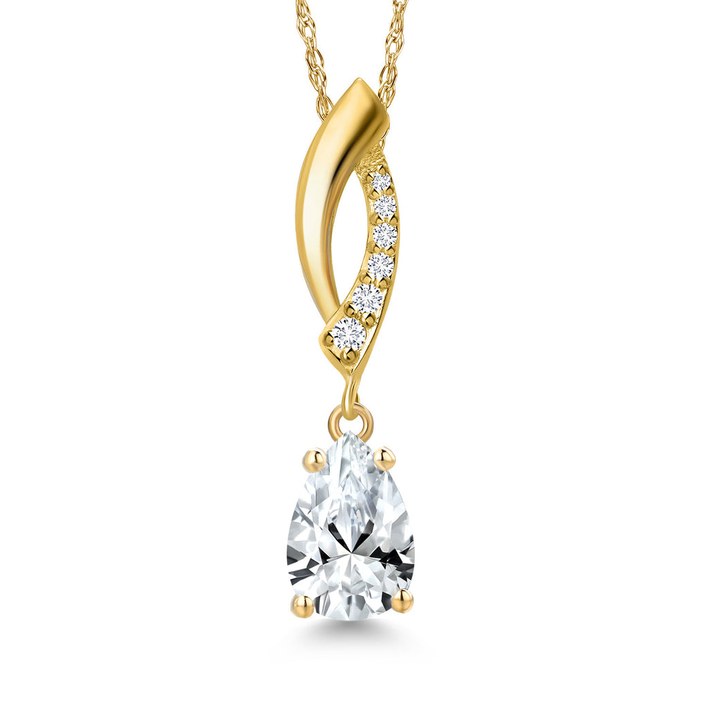 White Created Sapphire - September_Pendant in 10K Yellow Gold