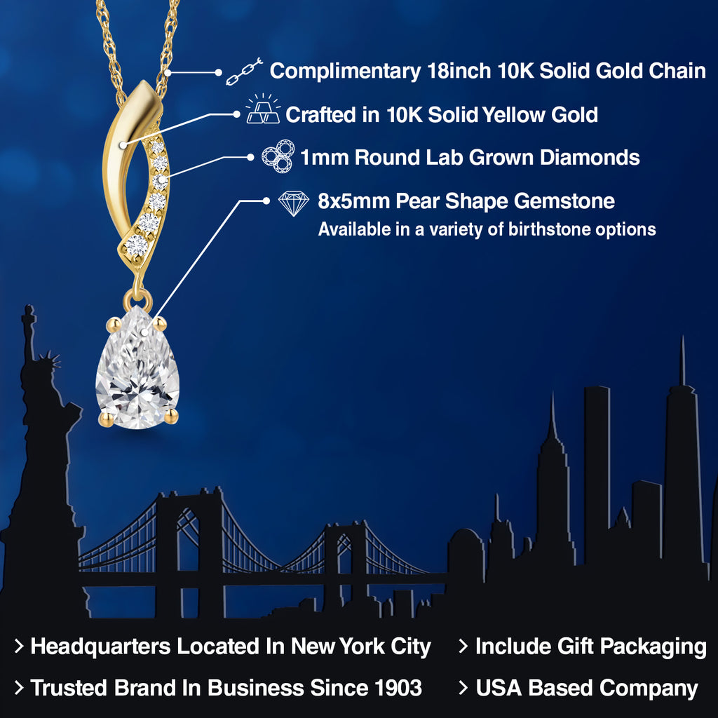 White Lab Grown Diamond - April_Pendant in 10K Yellow Gold