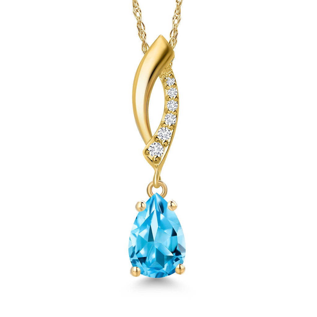 Swiss Blue Topaz - November_Pendant in 10K Yellow Gold