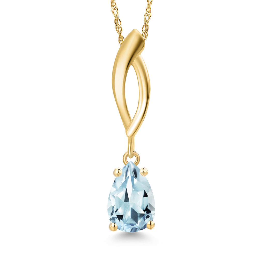 Aquamarine - March_Pendant in 10K Yellow Gold