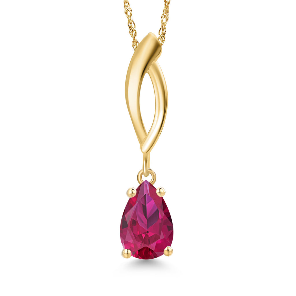 Created Ruby - July_Pendant in 10K Yellow Gold