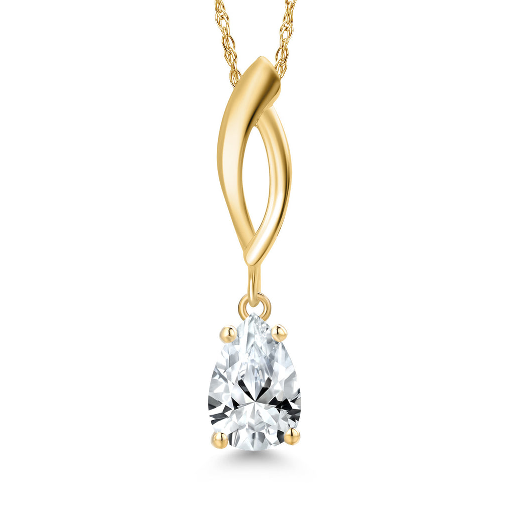 White Created Sapphire - September_Pendant in 10K Yellow Gold