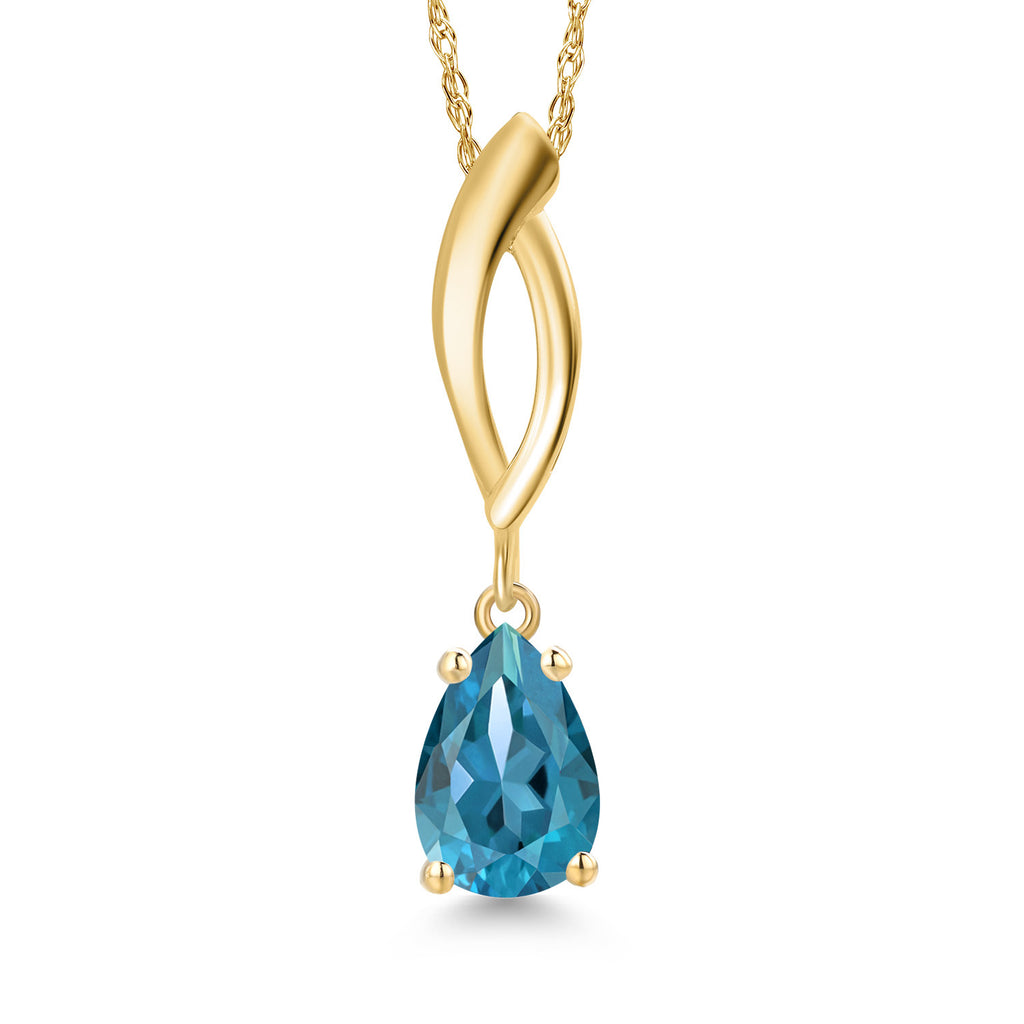 London Blue Topaz - November_Pendant in 10K Yellow Gold