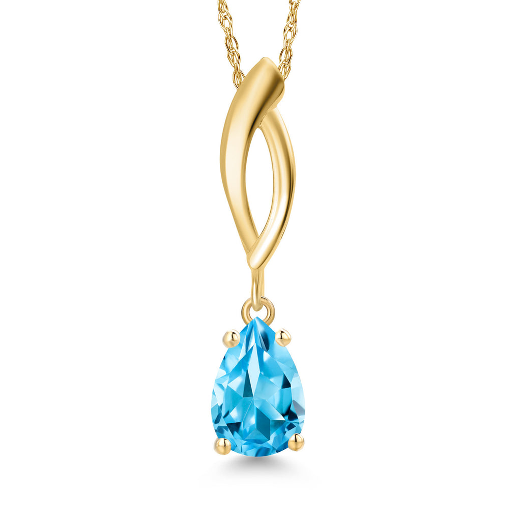 Swiss Blue Topaz - November_Pendant in 10K Yellow Gold