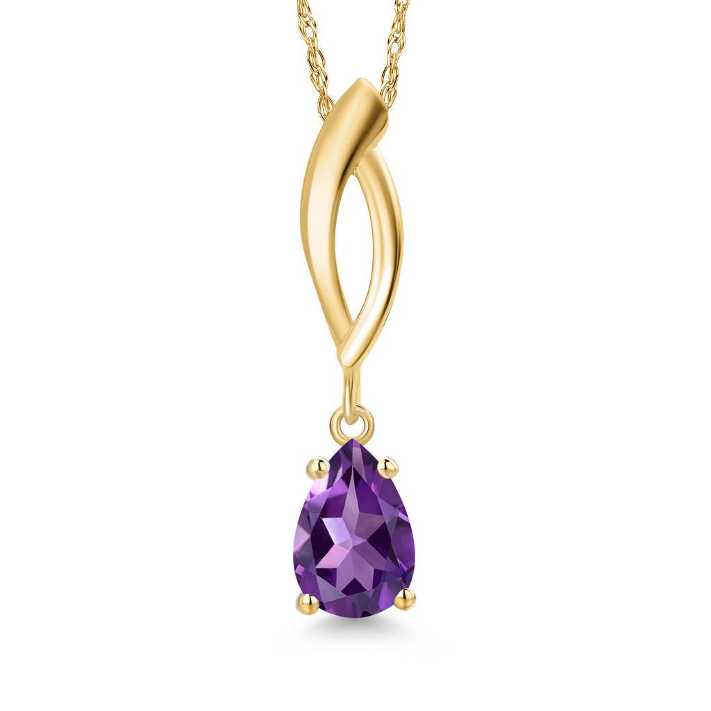 Amethyst - February_Pendant in 10K Yellow Gold