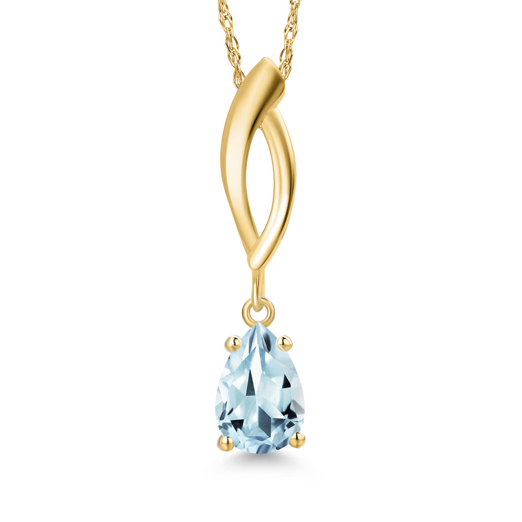 Aquamarine - March_Pendant in 10K Yellow Gold
