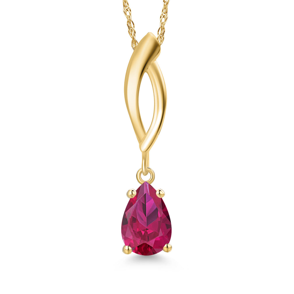 Created Ruby - July_Pendant in 10K Yellow Gold