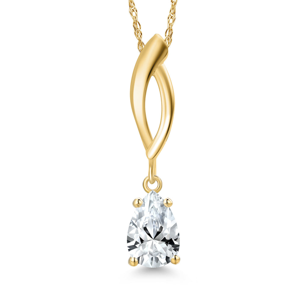 White Created Sapphire - September_Pendant in 10K Yellow Gold