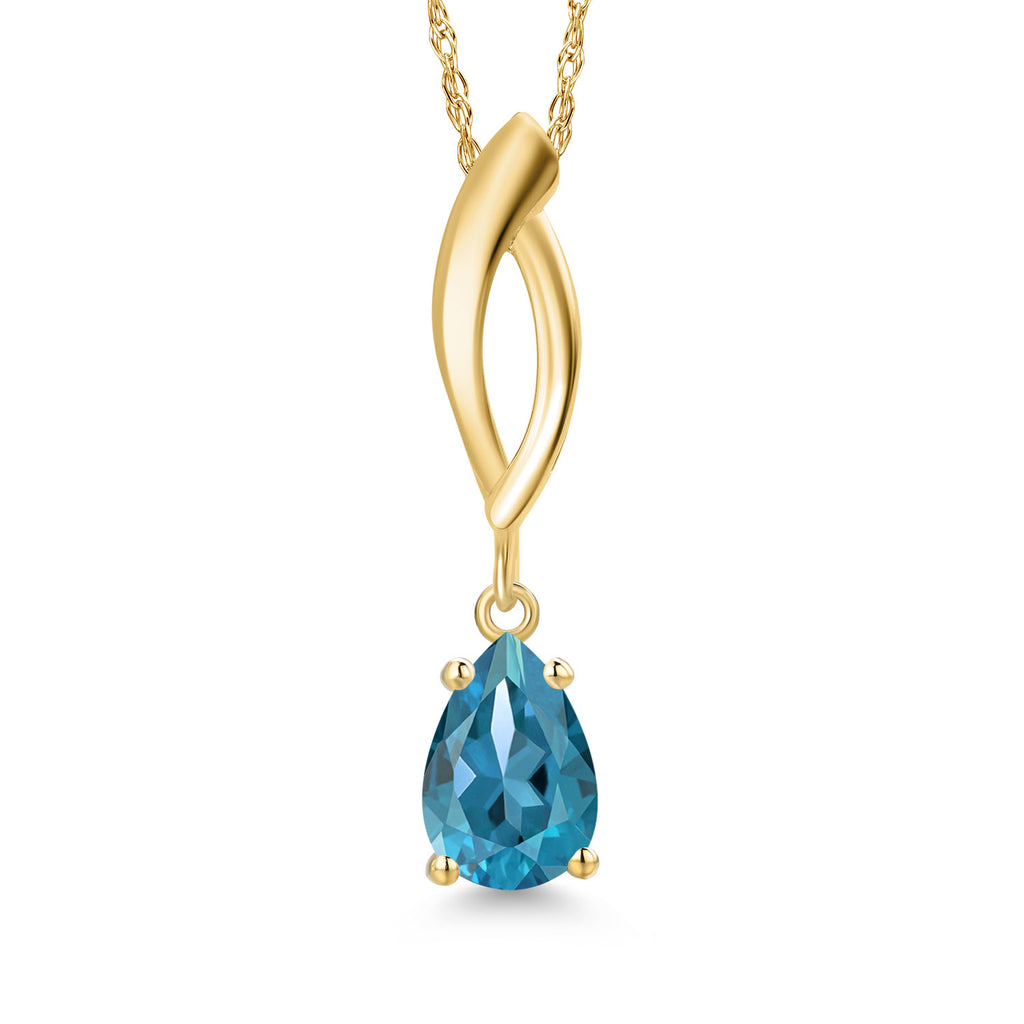 London Blue Topaz - November_Pendant in 10K Yellow Gold