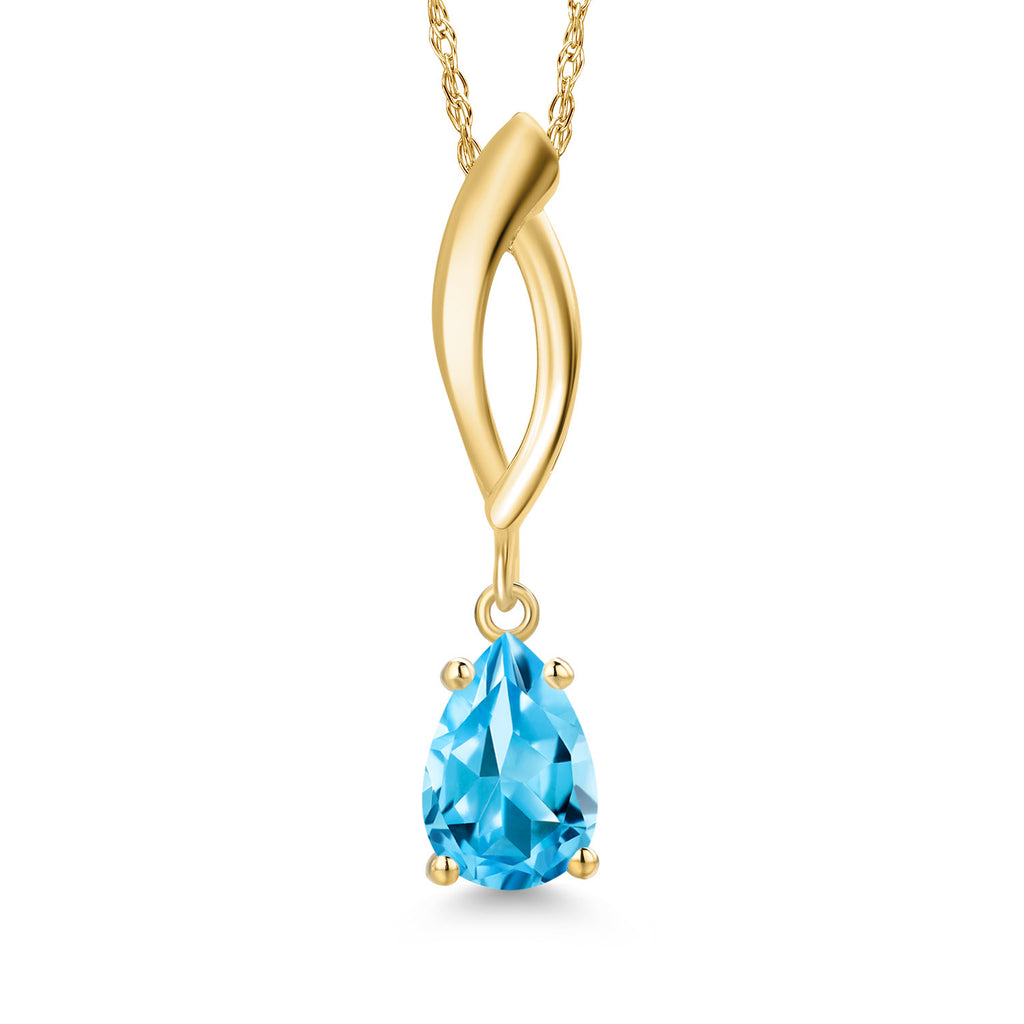 Swiss Blue Topaz - November_Pendant in 10K Yellow Gold