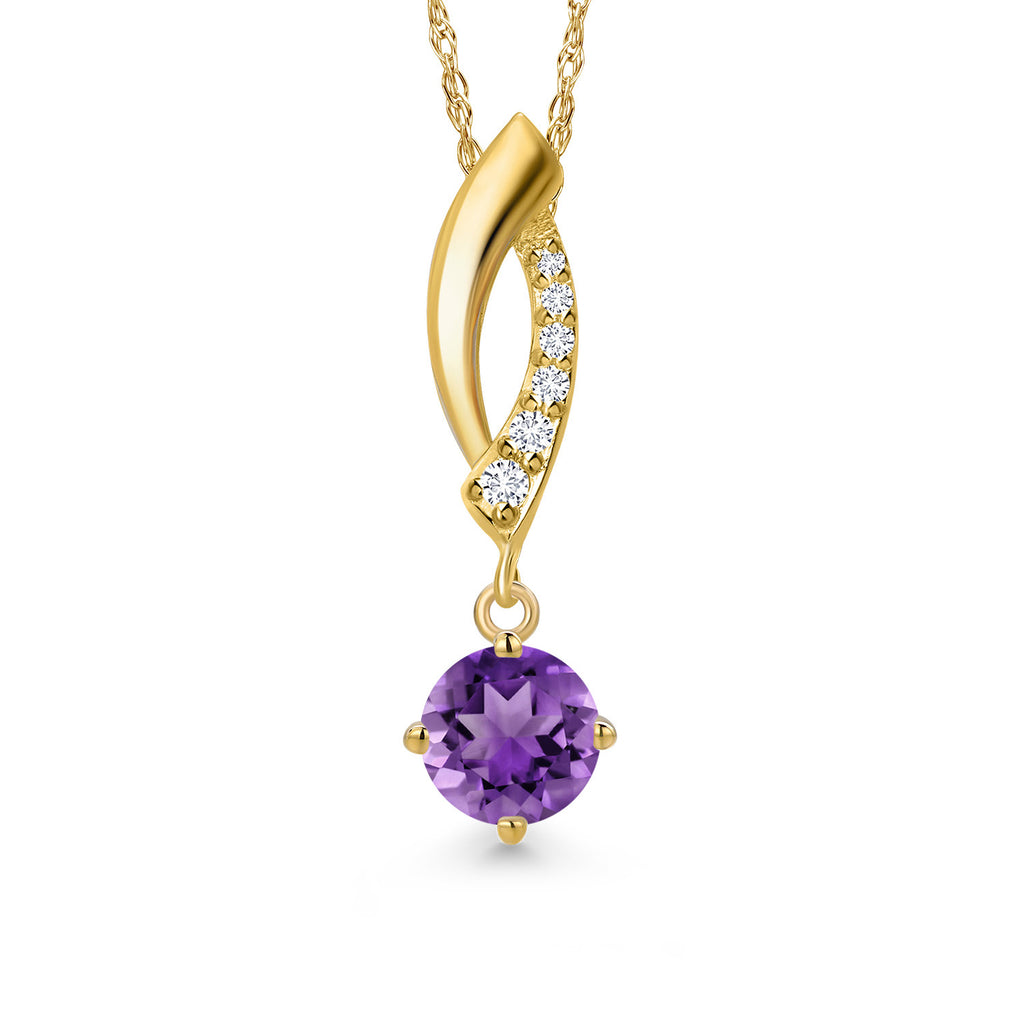 Amethyst - February_Pendant in 10K Yellow Gold