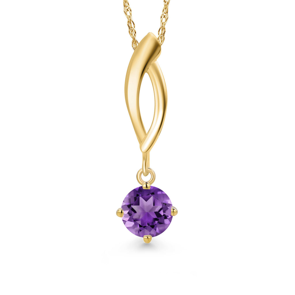 Amethyst - February_Pendant in 10K Yellow Gold