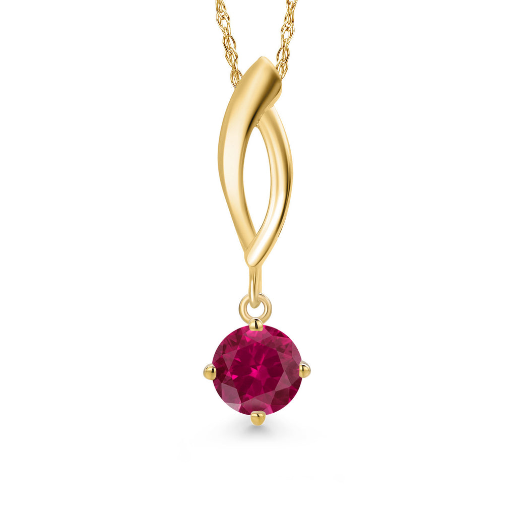 Created Ruby - July_Pendant in 10K Yellow Gold
