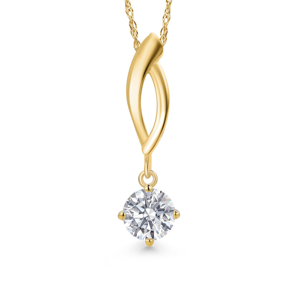 White Lab Grown Diamond - April_Pendant in 10K Yellow Gold