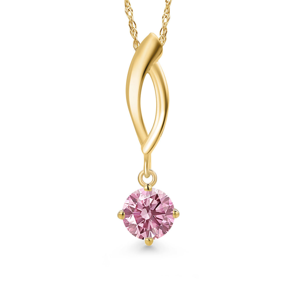 Pink Lab Grown Diamond - April_Pendant in 10K Yellow Gold