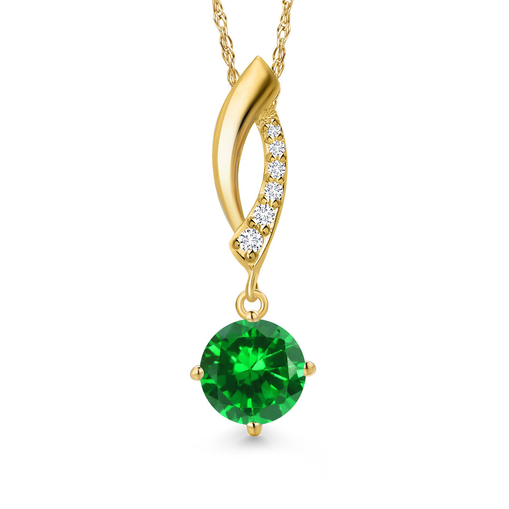 Created Emerald - May_Pendant in 10K Yellow Gold