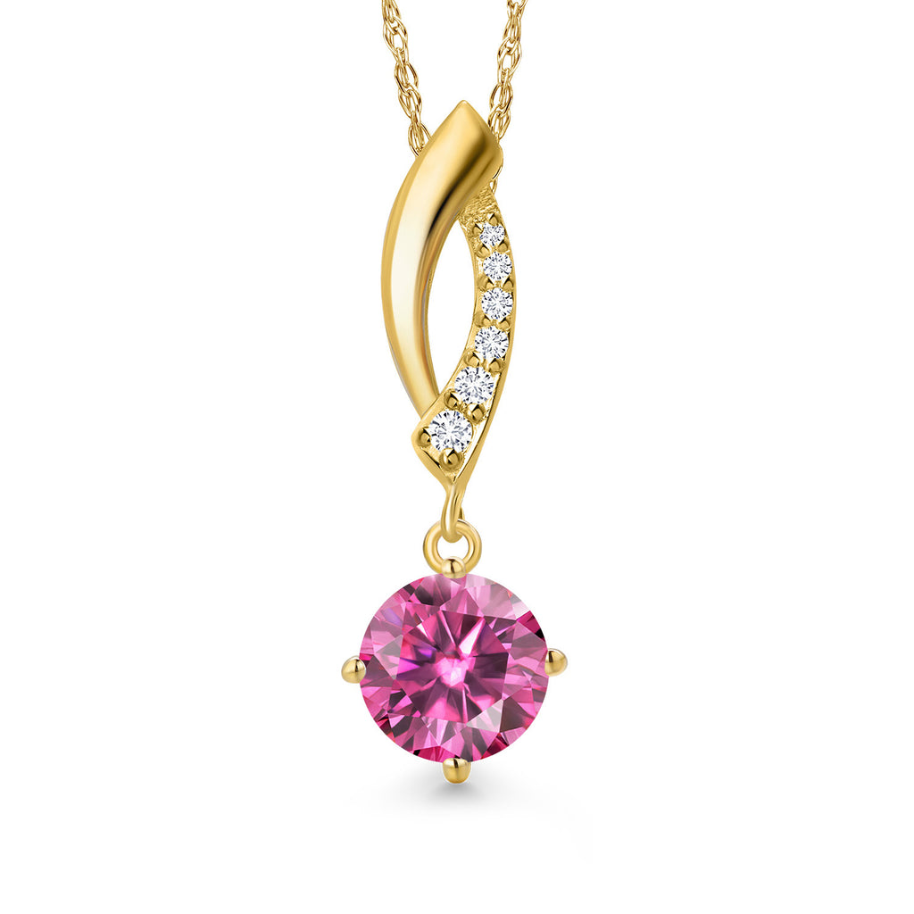 Pink Moissanite - April_Pendant in 10K Yellow Gold