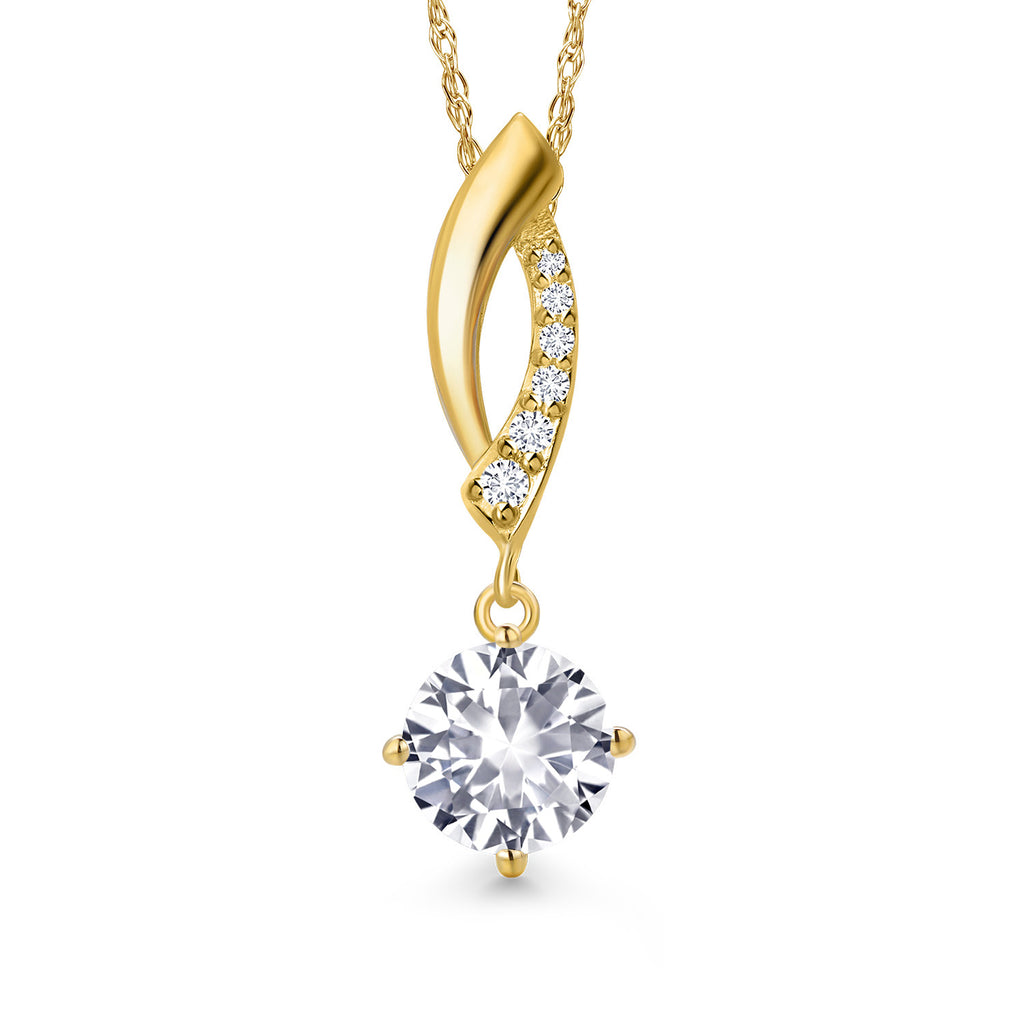White Created Sapphire - September_Pendant in 10K Yellow Gold