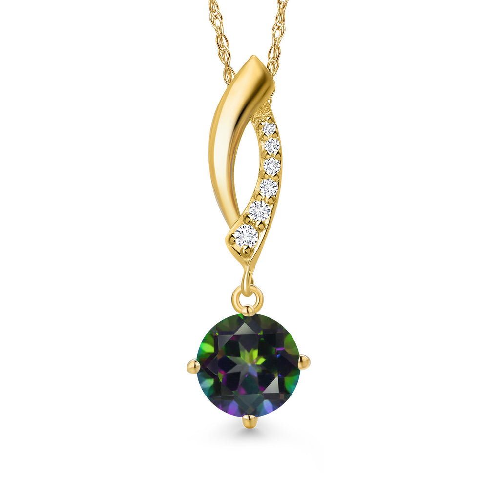 Green Mystic Topaz_Pendant in 10K Yellow Gold