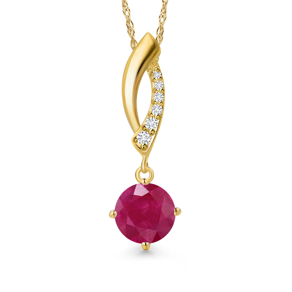 Ruby - July_Pendant in 10K Yellow Gold