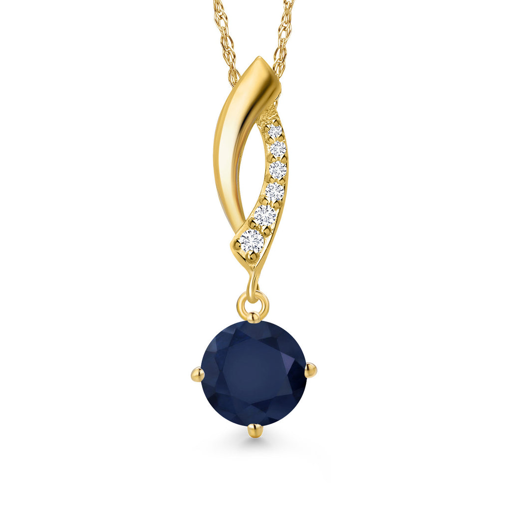 Blue Sapphire - September_Pendant in 10K Yellow Gold