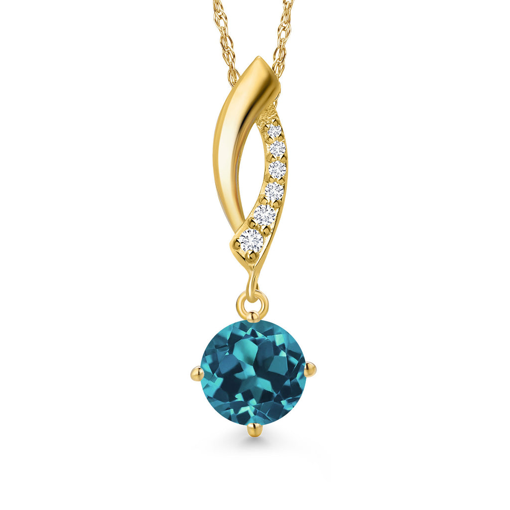 London Blue Topaz - November_Pendant in 10K Yellow Gold