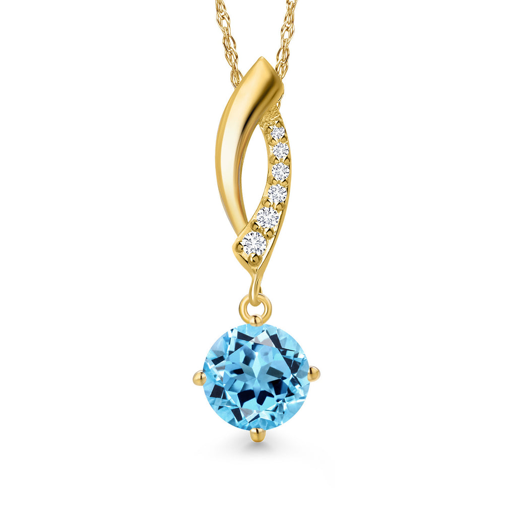 Swiss Blue Topaz - November_Pendant in 10K Yellow Gold