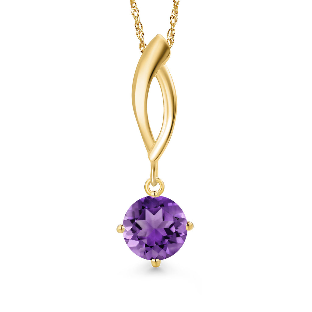 Amethyst - February_Pendant in 10K Yellow Gold