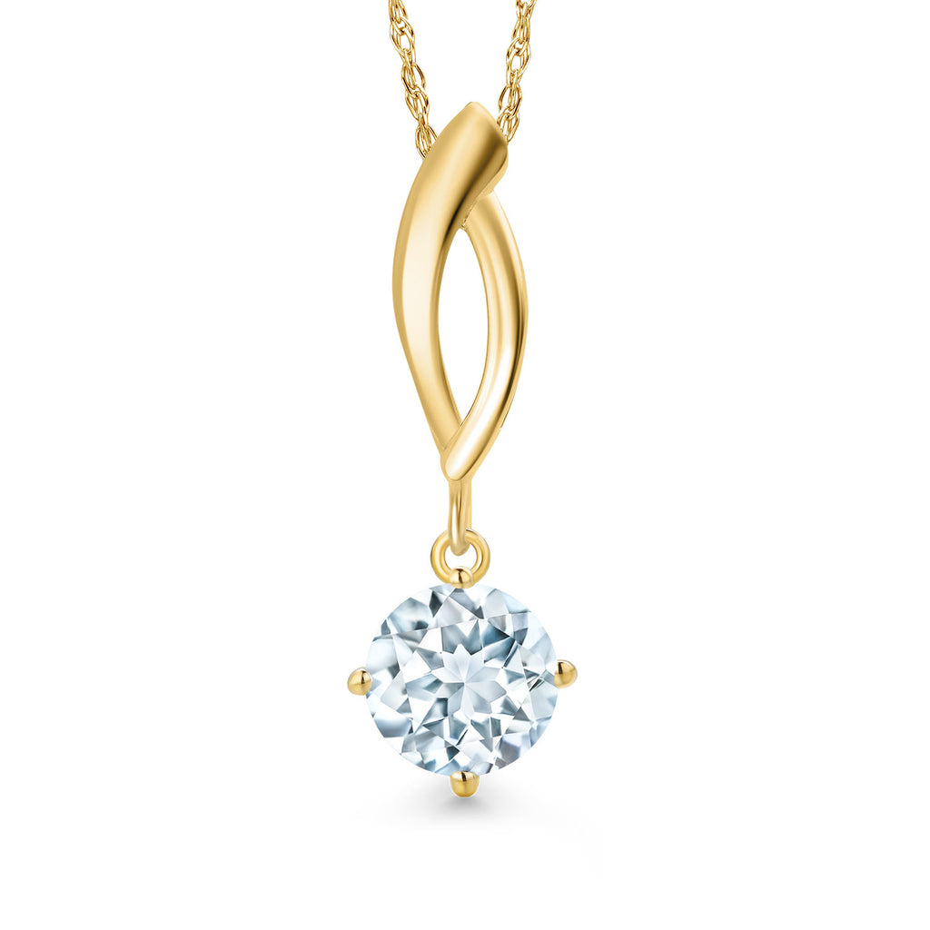 Aquamarine - March_Pendant in 10K Yellow Gold