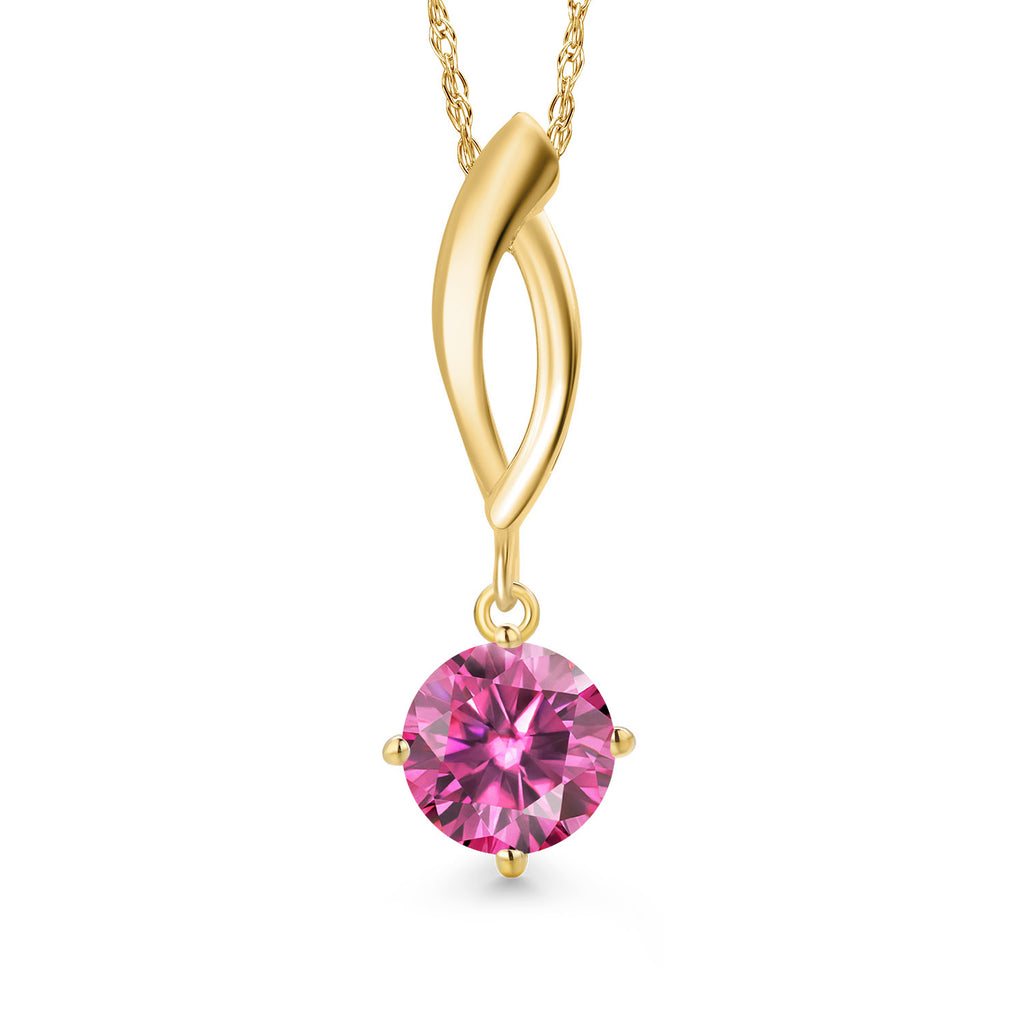 Pink Moissanite - April_Pendant in 10K Yellow Gold