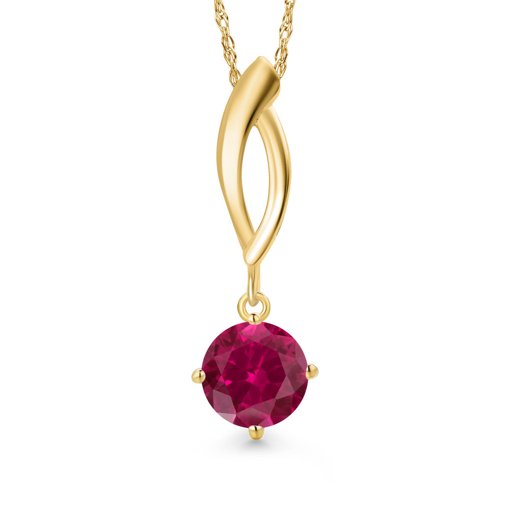 Created Ruby - July_Pendant in 10K Yellow Gold