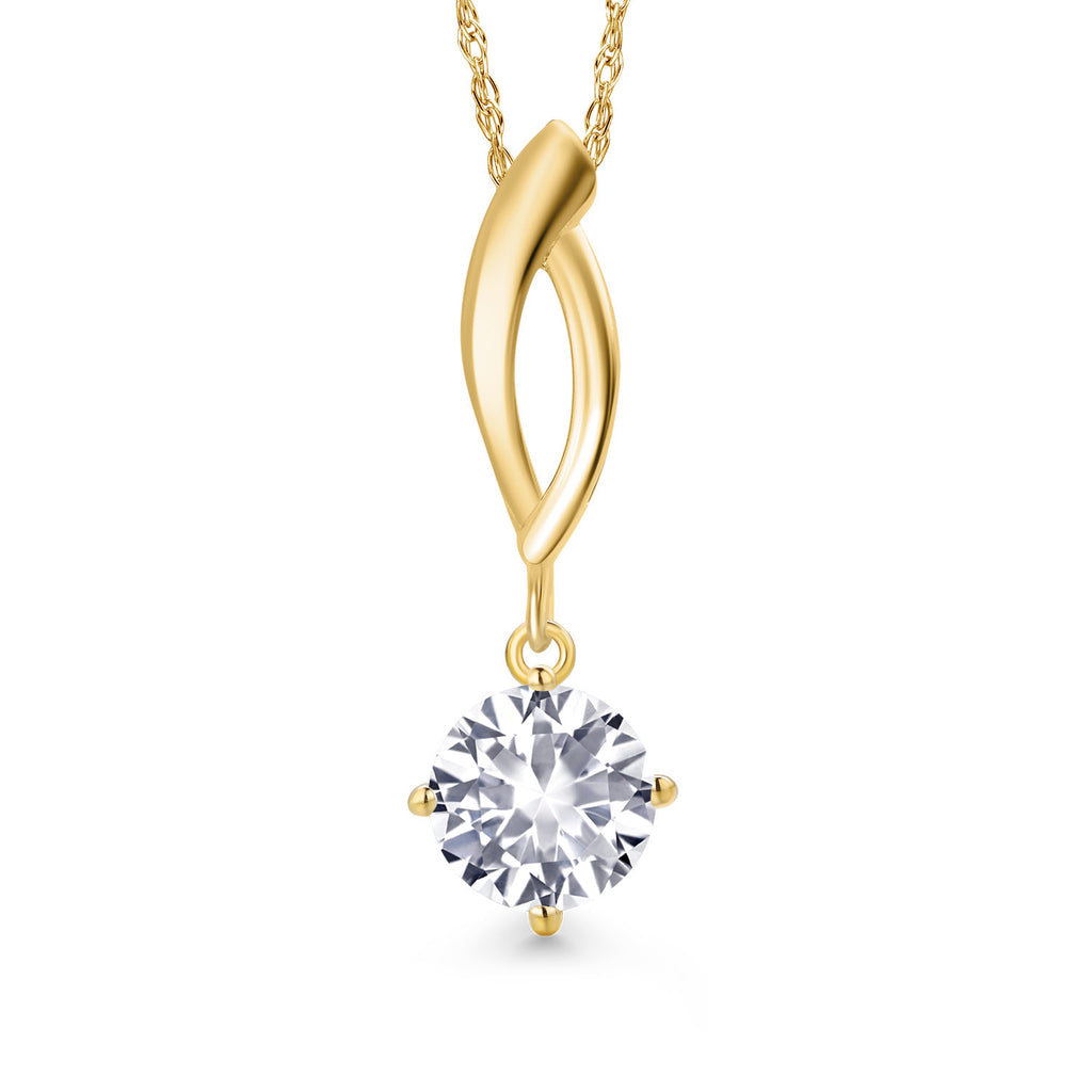 White Created Sapphire - September_Pendant in 10K Yellow Gold
