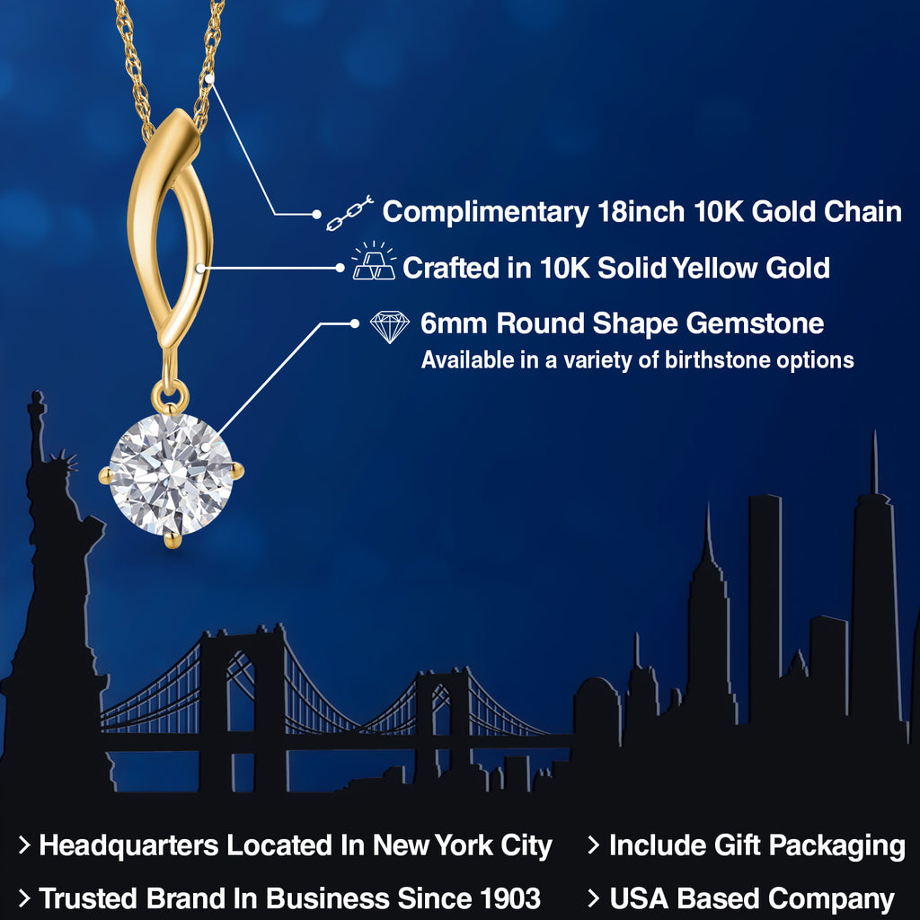 White Lab Grown Diamond - April_Pendant in 10K Yellow Gold