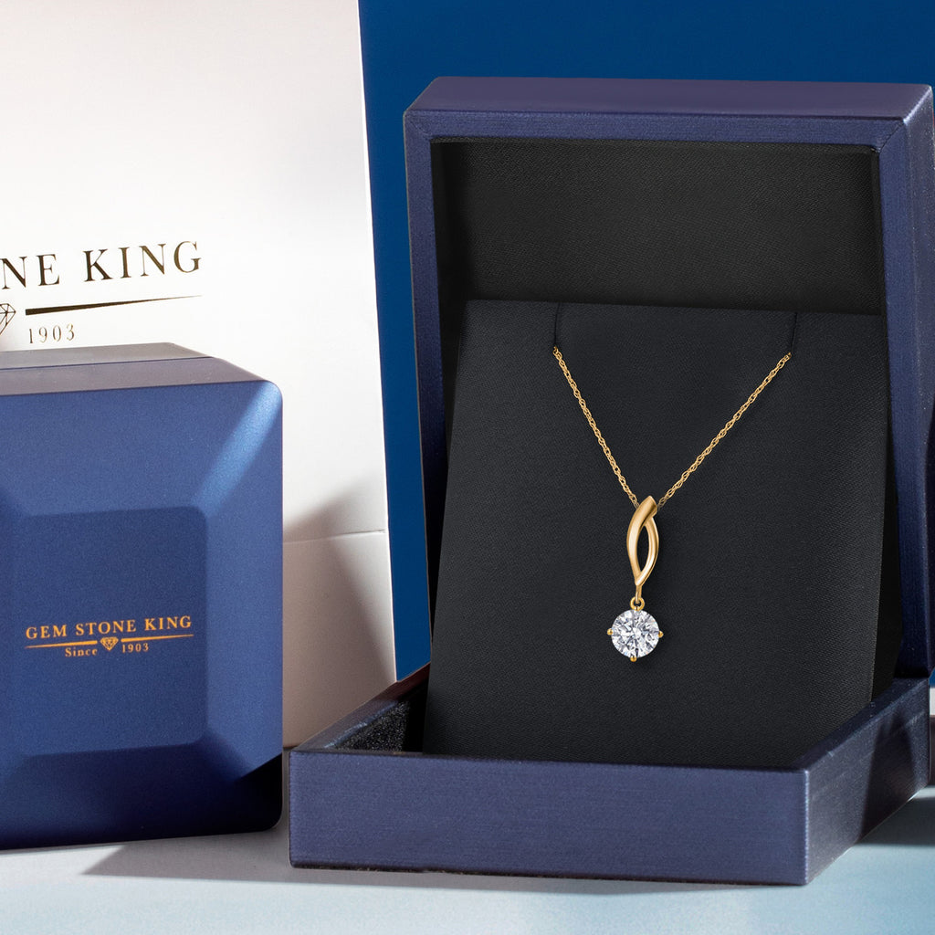 White Lab Grown Diamond - April_Pendant in 10K Yellow Gold