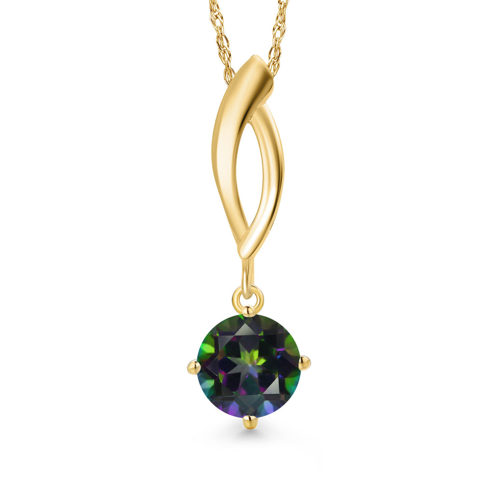 Green Mystic Topaz_Pendant in 10K Yellow Gold
