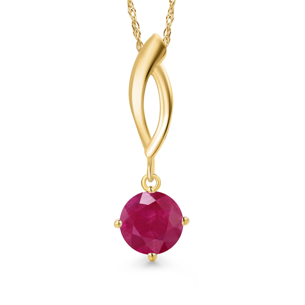 Ruby - July_Pendant in 10K Yellow Gold