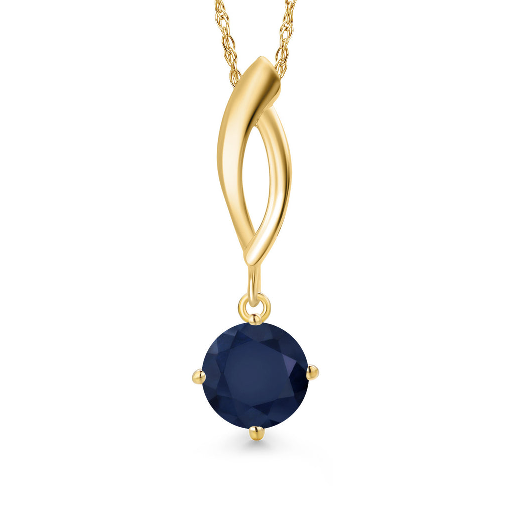 Blue Sapphire - September_Pendant in 10K Yellow Gold