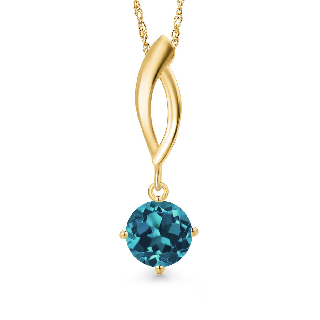 London Blue Topaz - November_Pendant in 10K Yellow Gold