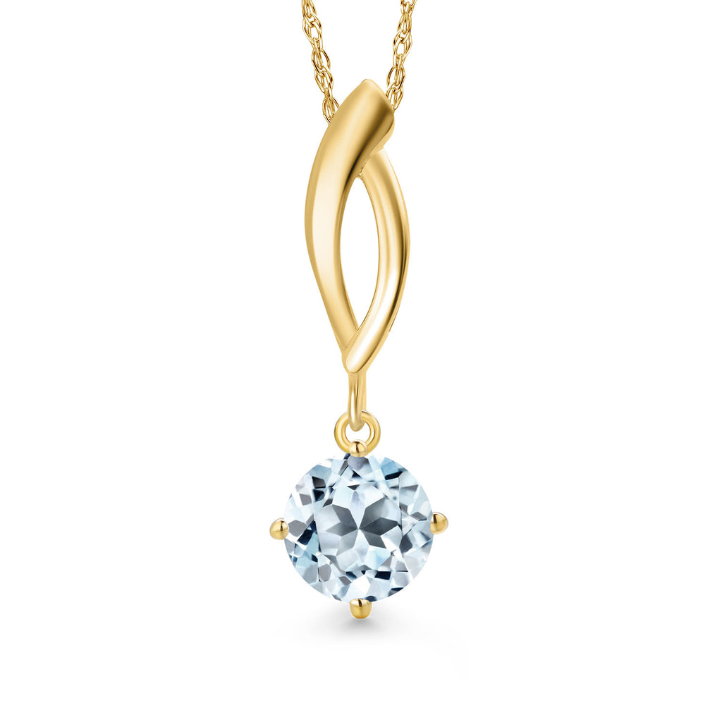 Sky Blue Topaz - November_Pendant in 10K Yellow Gold
