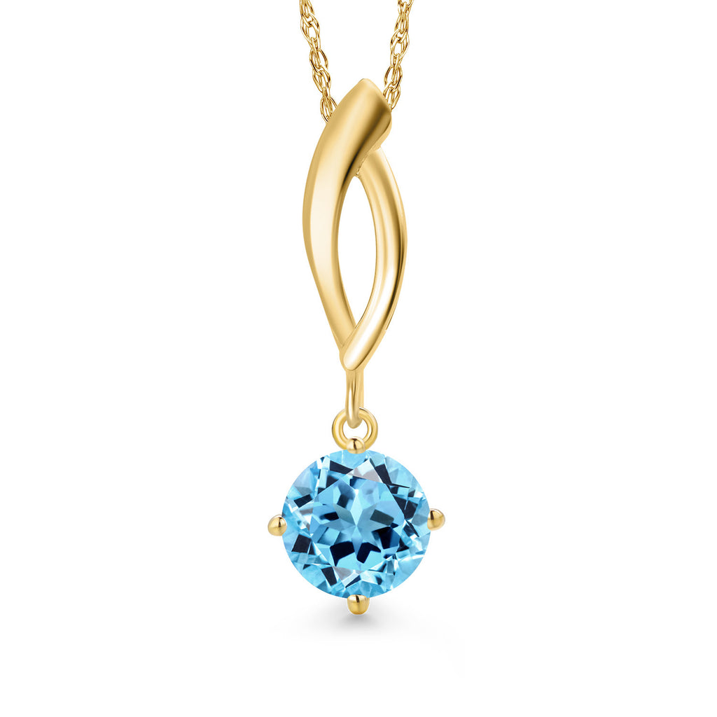 Swiss Blue Topaz - November_Pendant in 10K Yellow Gold