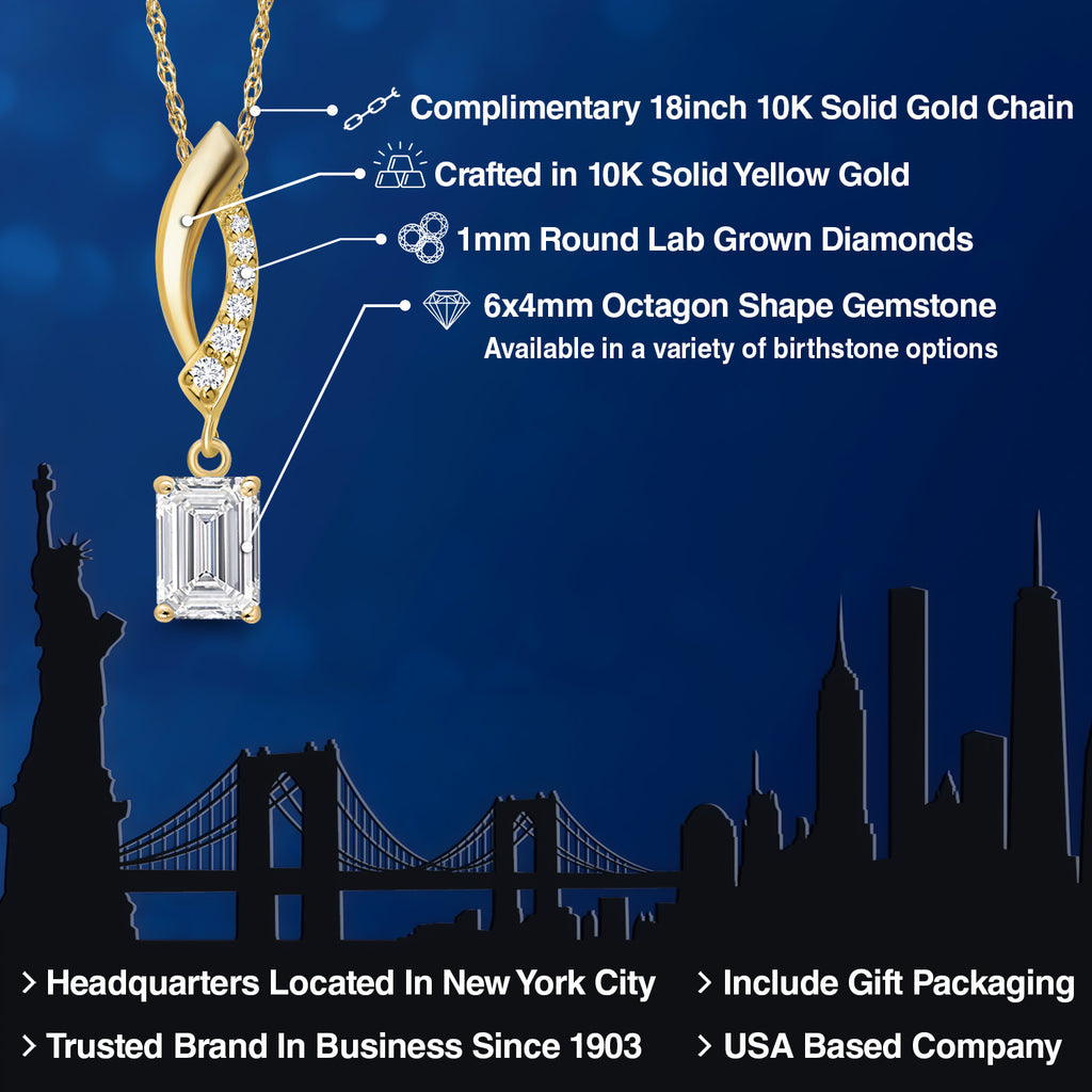 White Lab Grown Diamond - April_Pendant in 10K Yellow Gold