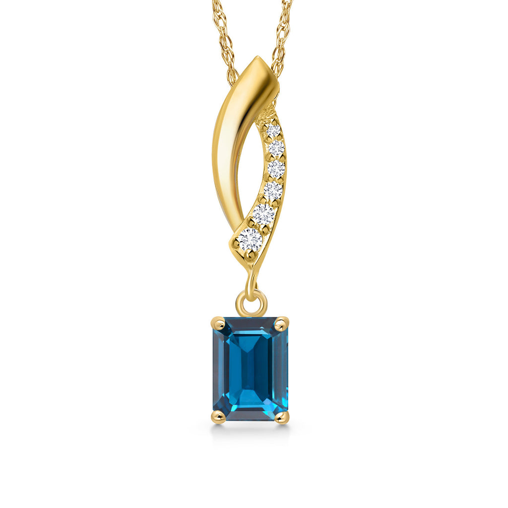 London Blue Topaz - November_Pendant in 10K Yellow Gold